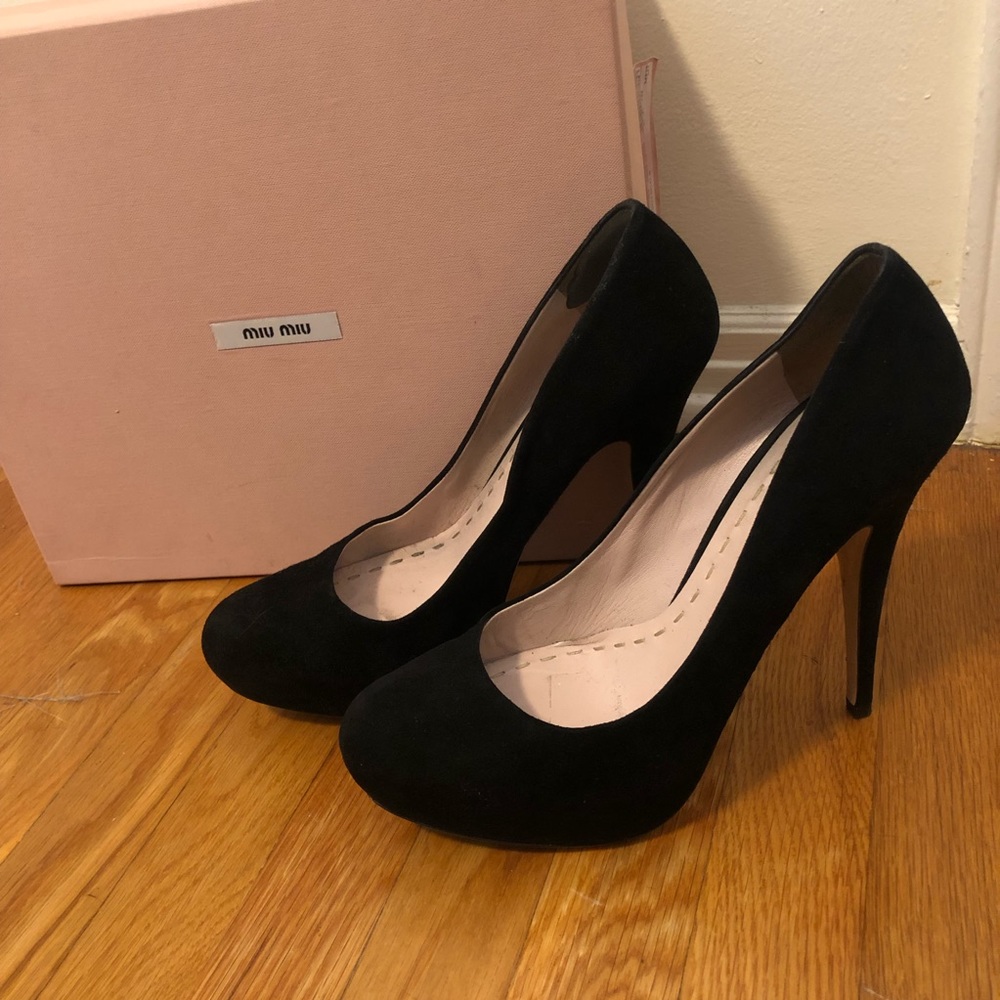 Miu Miu Calzature Donna black suede platform heels 8.5